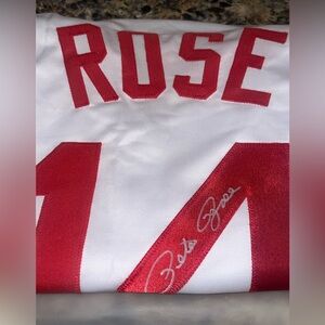 MLB Cincinnati Reds Pete Rose signed autograph baseball jersey men’s size XL